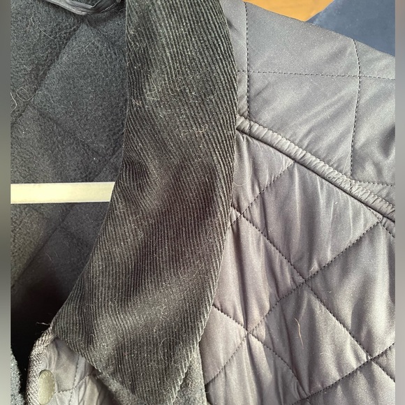 Vintage XL Barbour black winter chore shovel fleeced quilted vintage coat Bardon - Picture 12 of 16
